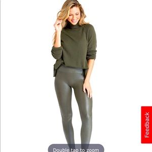 Spanx faux leather leggings rich olive 1x
